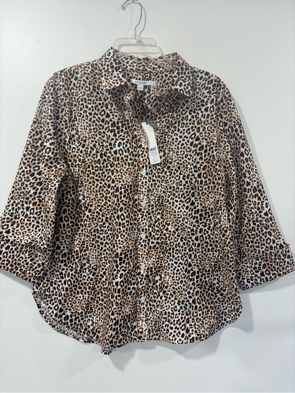 Chico's Leopard Print Button-Down Shirt in Brown and Black